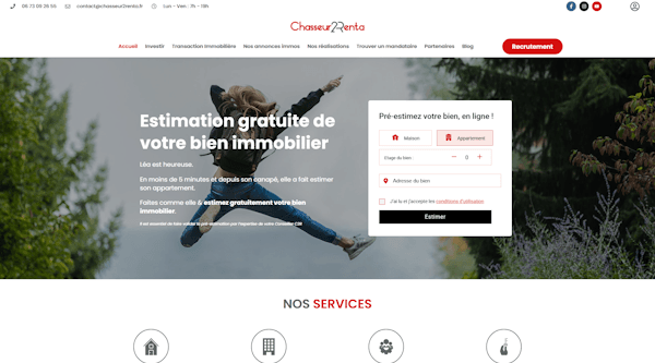 Plateforme WordPress chasseur immobilier espace membre – La Web Fabrik